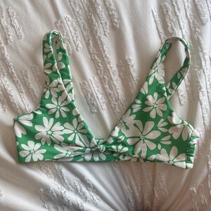 Skatie Penny Green and White Floral Bikini Top